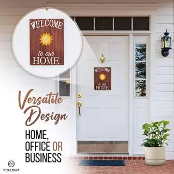 Holiday Welcome Sign for Front Door by Onyx Haus, Halloween Housewarming Gift- Large, Interchangeable Decorations w/ 14 Unique Seasonal Pieces 11"x15"