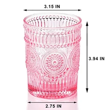 Stylish GLASS SMILE 4 Pack Pink Romantic Water Glasses