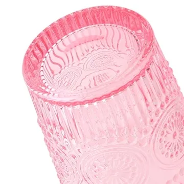 Stylish GLASS SMILE 4 Pack Pink Romantic Water Glasses