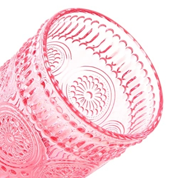 Stylish GLASS SMILE 4 Pack Pink Romantic Water Glasses