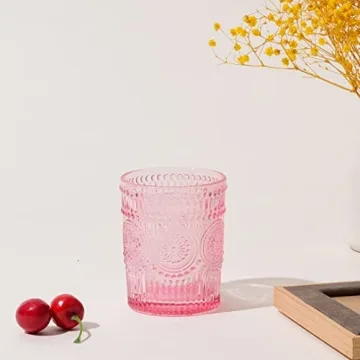 Stylish GLASS SMILE 4 Pack Pink Romantic Water Glasses