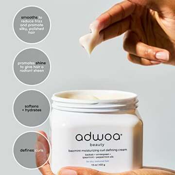 adwoa beauty Baomint™ Moisturizing Curl Defining Cream with Organic Honey, Beeswax, Baobab, Mint, ...