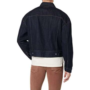 Hudson Jeans Men's Trucker (Boxy Crop) Jacket, Dark Rinse, L
