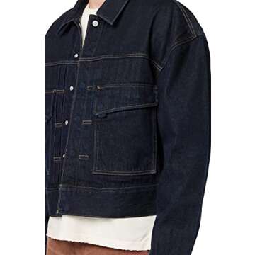 Hudson Jeans Men's Trucker (Boxy Crop) Jacket, Dark Rinse, L