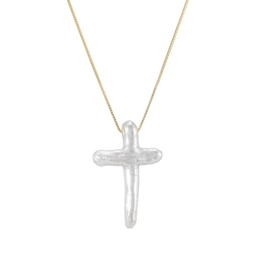 Freshwater Pearl Cross Necklace - Elegant Gold Detail