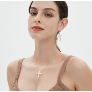 Freshwater Pearl Cross Necklace - Elegant Gold Detail