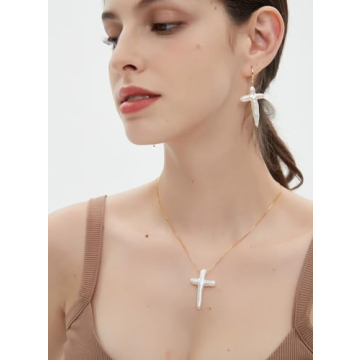 Freshwater Pearl Cross Necklace - Elegant Gold Detail