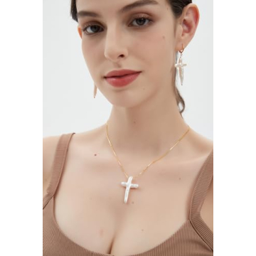 Freshwater Pearl Cross Necklace - Elegant Gold Detail