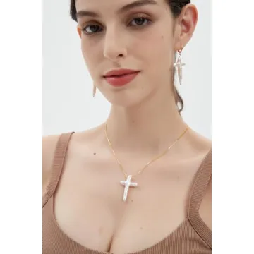 Freshwater Pearl Cross Necklace - Elegant Gold Detail