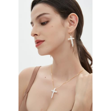 Freshwater Pearl Cross Necklace - Elegant Gold Detail