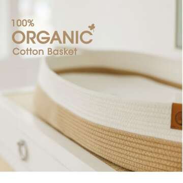 J&JOO Baby Changing Basket Includes Diaper Caddy - Portable, Breathable, Changing Table Topper, Chan...