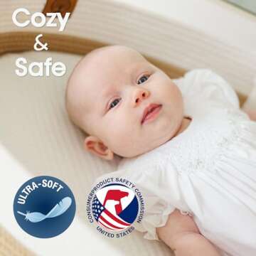 J&JOO Baby Changing Basket Includes Diaper Caddy - Portable, Breathable, Changing Table Topper, Changing Pad for Dresser, Cotton Rope Baby Basket, Baby Mat, Gift for Baby Shower