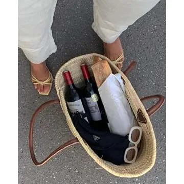 FRENCH BASKET straw bag with leather handles, beach bag, straw bag, market basket, shopping basket, wicker basket with handle, wicker basket