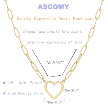 Dainty Gold Heart Necklace for Women | ASCOMY 14K Necklaces