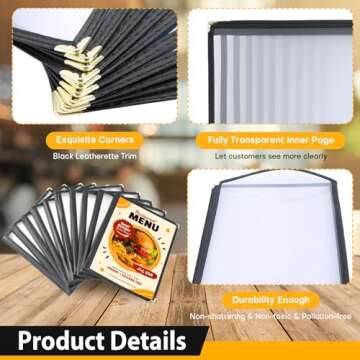 Elegant 10 Pack Menu Covers for Restaurants and Cafes