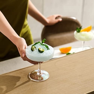 G Iridescent Coupe Glasses set of 2 Vintage Stem Design for Manhattan Cocktail Champagne Martini Algonquin Gimlet Prohibition Aperitif Port Wine Rainbow Unicorn Pearl Shimmering Little Cute Glassware