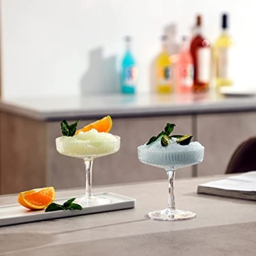 G Iridescent Coupe Glasses set of 2 Vintage Stem Design for Manhattan Cocktail Champagne Martini Algonquin Gimlet Prohibition Aperitif Port Wine Rainbow Unicorn Pearl Shimmering Little Cute Glassware