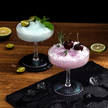 G Iridescent Coupe Glasses set of 2 Vintage Stem Design for Manhattan Cocktail Champagne Martini Algonquin Gimlet Prohibition Aperitif Port Wine Rainbow Unicorn Pearl Shimmering Little Cute Glassware