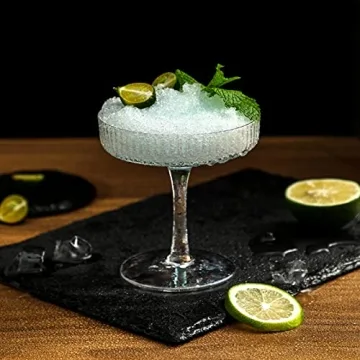 G Iridescent Coupe Glasses set of 2 Vintage Stem Design for Manhattan Cocktail Champagne Martini Algonquin Gimlet Prohibition Aperitif Port Wine Rainbow Unicorn Pearl Shimmering Little Cute Glassware