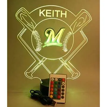 Customizable LED Night Light for Sports Fans - 16 Colors