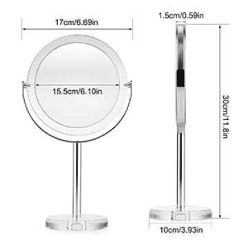 Beautifive Makeup Mirror, Double Sided Vanity Mirror with 1x/7x, Tabletop Magnifying Mirror, Swivel Round Mirror with 360°Rotation, Retro Style Bathroom Mirror