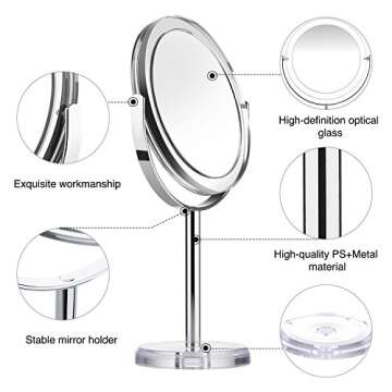 Beautifive Makeup Mirror, Double Sided Vanity Mirror with 1x/7x, Tabletop Magnifying Mirror, Swivel Round Mirror with 360°Rotation, Retro Style Bathroom Mirror