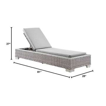 Conway Outdoor Patio Wicker Rattan Chaise Lounge in Light Gray Gray