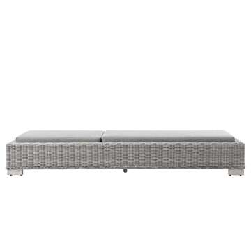 Conway Outdoor Patio Wicker Rattan Chaise Lounge in Light Gray Gray
