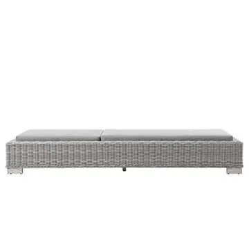 Conway Outdoor Patio Wicker Rattan Chaise Lounge in Light Gray Gray