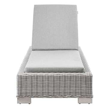Conway Outdoor Patio Wicker Rattan Chaise Lounge in Light Gray Gray