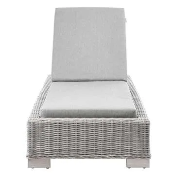 Conway Outdoor Patio Wicker Rattan Chaise Lounge in Light Gray Gray