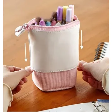 Compact Stand-up Retractable Pencil Case for Organization