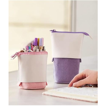 Compact Stand-up Retractable Pencil Case for Organization
