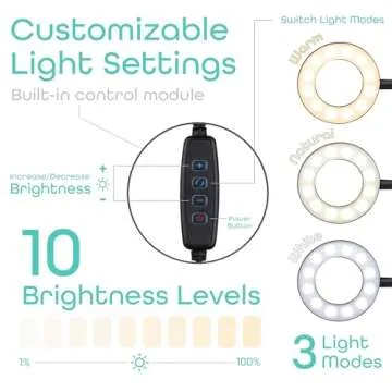 Aduro U-Stream Selfie Ring Light with 24” Gooseneck Stand & Cell Phone Holder, Social Media Influencer Live-Streaming Phone Mount and Light Kit (Black)