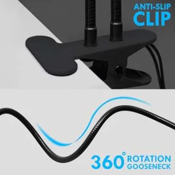 Aduro U-Stream Selfie Ring Light with 24” Gooseneck Stand & Cell Phone Holder, Social Media Influencer Live-Streaming Phone Mount and Light Kit (Black)