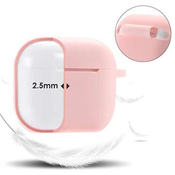 Protective Case Cover for Airpods 3 Charging Case, Soft Silicone Case Compatible with Air Pods 3rd Generation 2021 with Cute Ball Fluffy Pom Pom Keychain Kit (3rd, Pink)