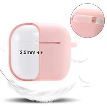 Protective Case Cover for Airpods 3 Charging Case, Soft Silicone Case Compatible with Air Pods 3rd Generation 2021 with Cute Ball Fluffy Pom Pom Keychain Kit (3rd, Pink)