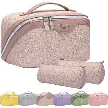 Travel Makeup Bag Set | Large Capacity Organizer