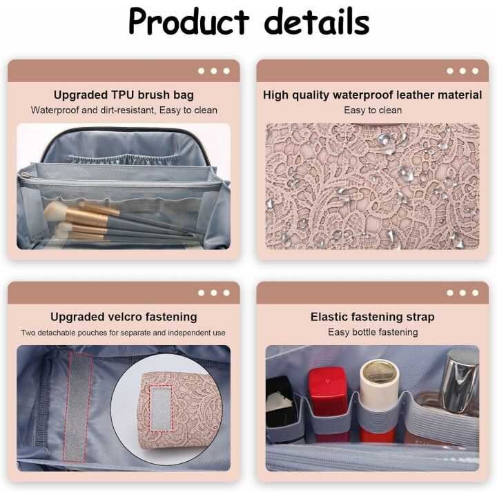 Travel Makeup Bag Set | Large Capacity Organizer