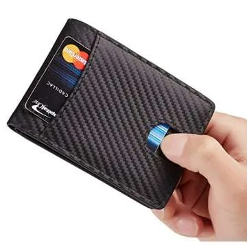 Casmonal Men's Slim Leather Wallet with RFID Blocking