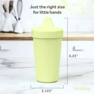 Re-Play Made in USA 10 Oz. Sippy Cups for Toddlers, Pack of 4 - Reusable Spill Proof Cups for Kids, Dishwasher/Microwave Safe - Hard Spout Sippy Cups for Toddlers 3.13" x 6.25", Cactus Flower