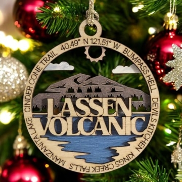 Lassen Volcanic Park Wood Ornament for Christmas