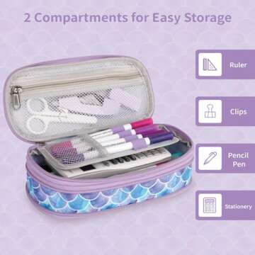 ATRIPACK Pencil Case for Gils Big Capacity High Large Storage Pouch Bag Marker Pen Case Stationery Bag Travel Holder School College Office Organizer for Kids Men Women Adult Teens(Mermaid Scale)