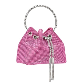 SWEETV Sparkly Rhinestone Bucket Bag for Formal Events