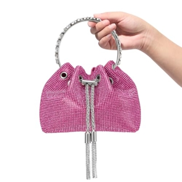 SWEETV Sparkly Rhinestone Bucket Bag for Formal Events
