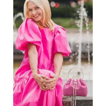 SWEETV Sparkly Rhinestone Bucket Bag for Formal Events