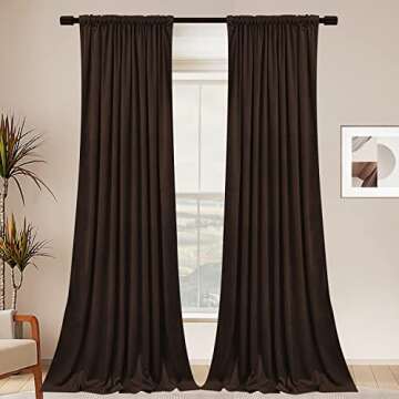 SNITIE Brown 108 in Long Velvet Curtains with Back Tab and Rod Pocket Thermal Insulated Soft Privacy...