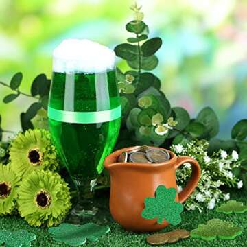 Zhanmai 200 Pcs St. Patrick's Day Shamrock Foam Stickers Glitter Green Clover Sticker Self-Adhesive Craft Sticker Shamrock Foam Cutout for Irish Holiday Kid Party Favor DIY Craft Decoration