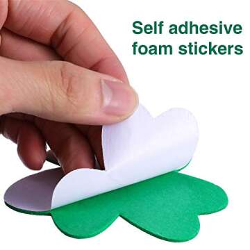 Zhanmai 200 Pcs St. Patrick's Day Shamrock Foam Stickers Glitter Green Clover Sticker Self-Adhesive Craft Sticker Shamrock Foam Cutout for Irish Holiday Kid Party Favor DIY Craft Decoration