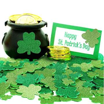Zhanmai 200 Pcs St. Patrick's Day Shamrock Foam Stickers Glitter Green Clover Sticker Self-Adhesive Craft Sticker Shamrock Foam Cutout for Irish Holiday Kid Party Favor DIY Craft Decoration